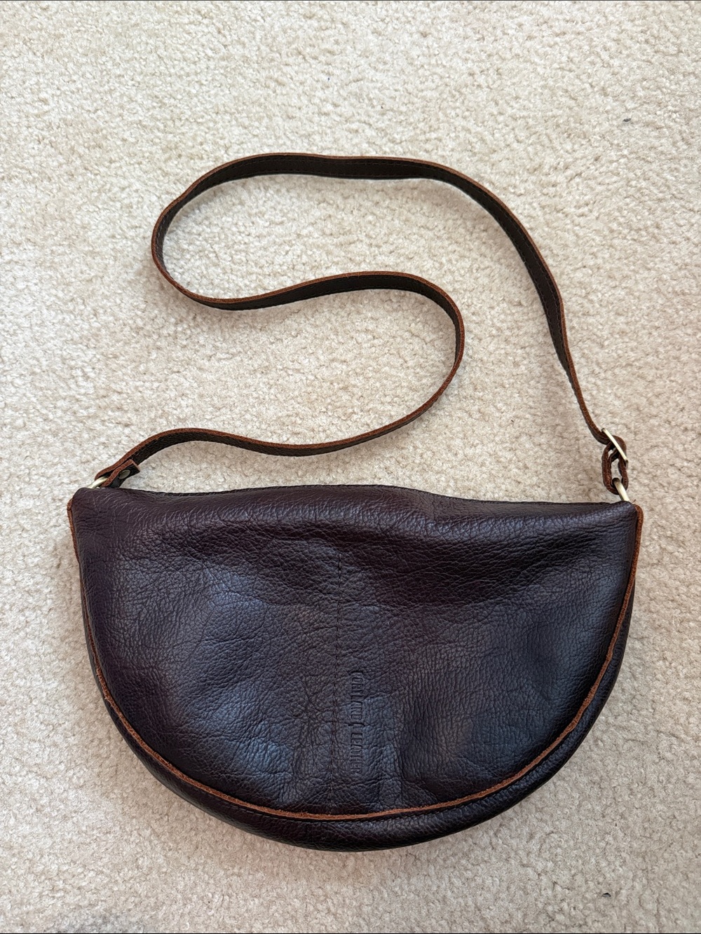 Portland Leather Dark Brown Crescent Crossbody